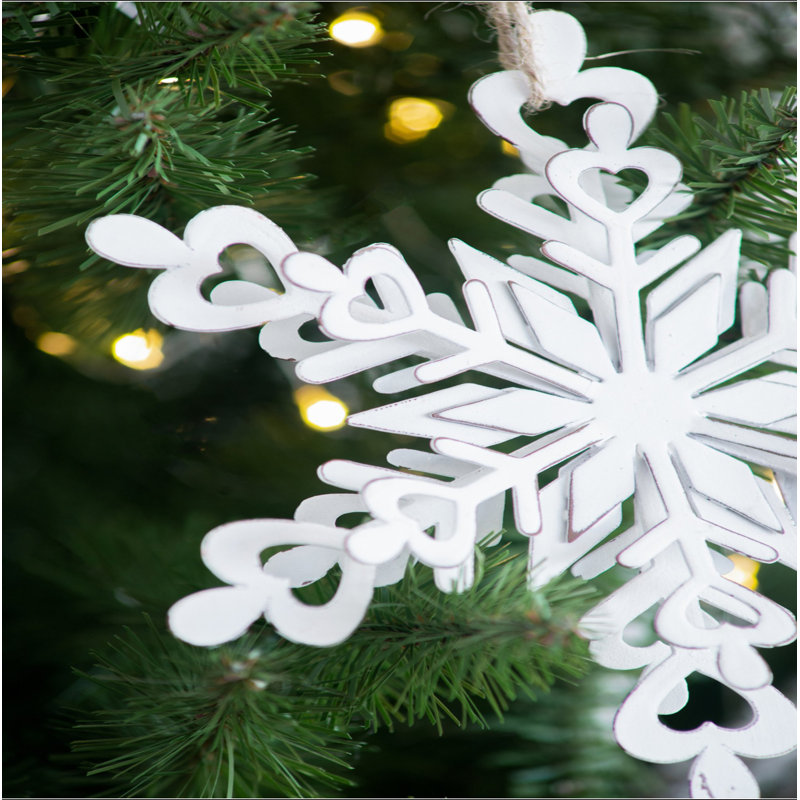 Cintre de 6,3 x 1,8 x 6,7 po en forme de flocon de neige, boules de Noël suspendues décoratives pour décorations de fêtes, ensemble de 6