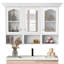 Armoire de salle de bain murale 47 "avec miroir, armoire avec 3 tablettes réglables et 3 compartiments ouverts pour la salle de bain, armoire de rangement au-dessus de la toilette avec portes en verre