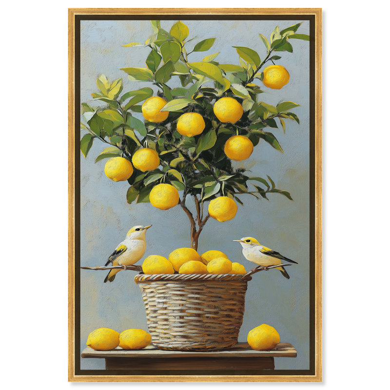 «Lemon Orchard Duet», art mural, Cadre doré, H 16 po x l 11 po