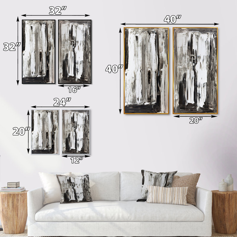 «Brown and Beige Modern Art», ensemble de 2 peintures sur toiles, H 40 po x l 40 po x P 1 po, Cadre flottant doré
