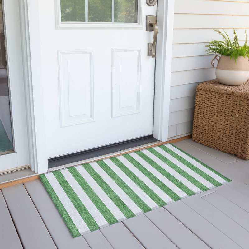 Kinslee Flatweave Washable Striped Indoor / Outdoor Rug, Rectangle 1'8" x 2'6"