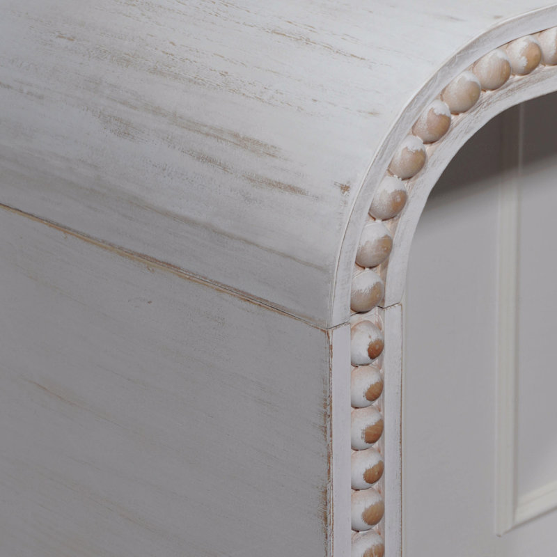 Console blanc délavé, table d'entrée de 59 po, table de style cascade courbée avec perles de bois, table d'entrée pour vestibule, couloir, salon, vestibule, couloir, bureau