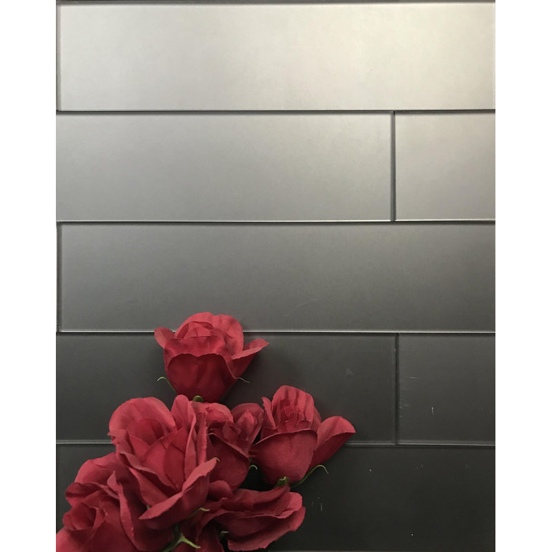 Forever Matte 3 in. x 12 in. Diamond Grade Glass Straight Edge Subway Decorative Kitchen & Bathroom Wall Tile, Gray