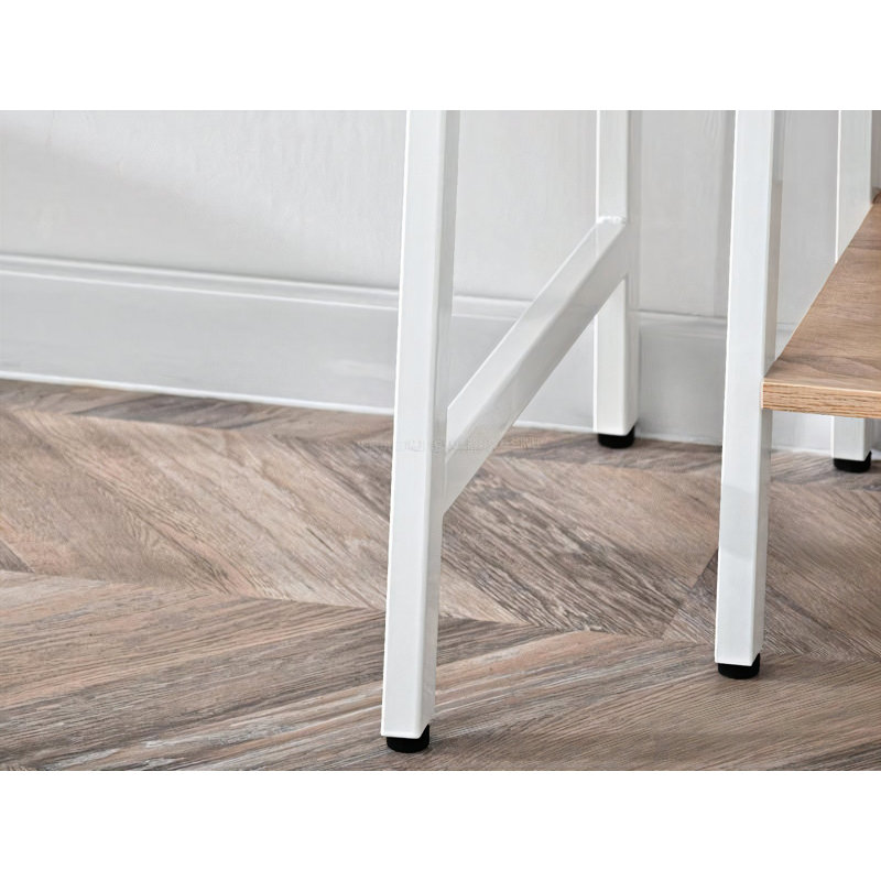Dawnisha Metal Base Writing Desk, White, Oak/White