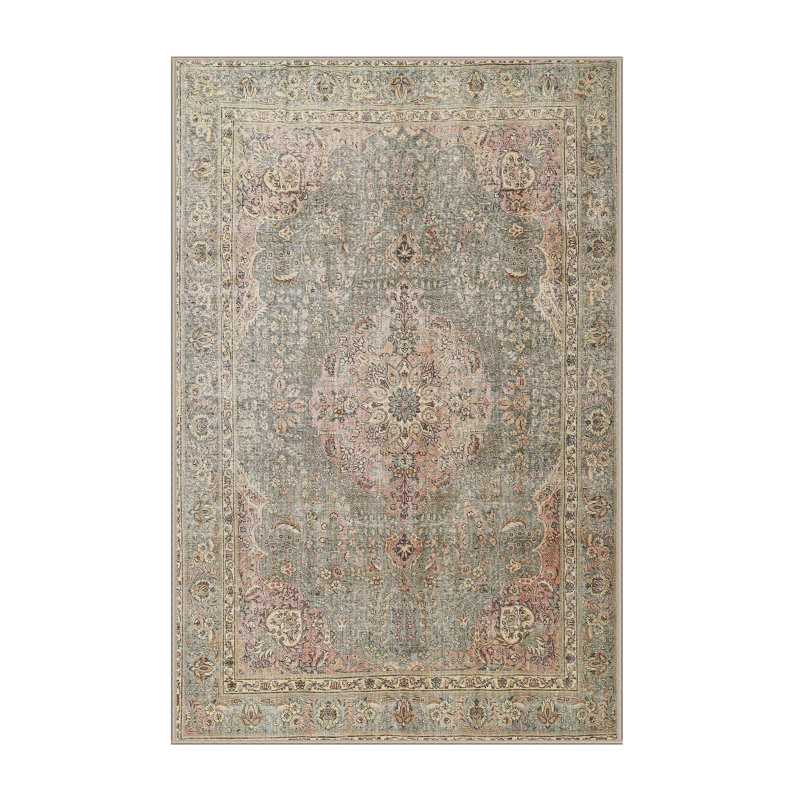 Tapis beige/noir traditionnel Madrona, Rectangle 2 pi x 5 pi