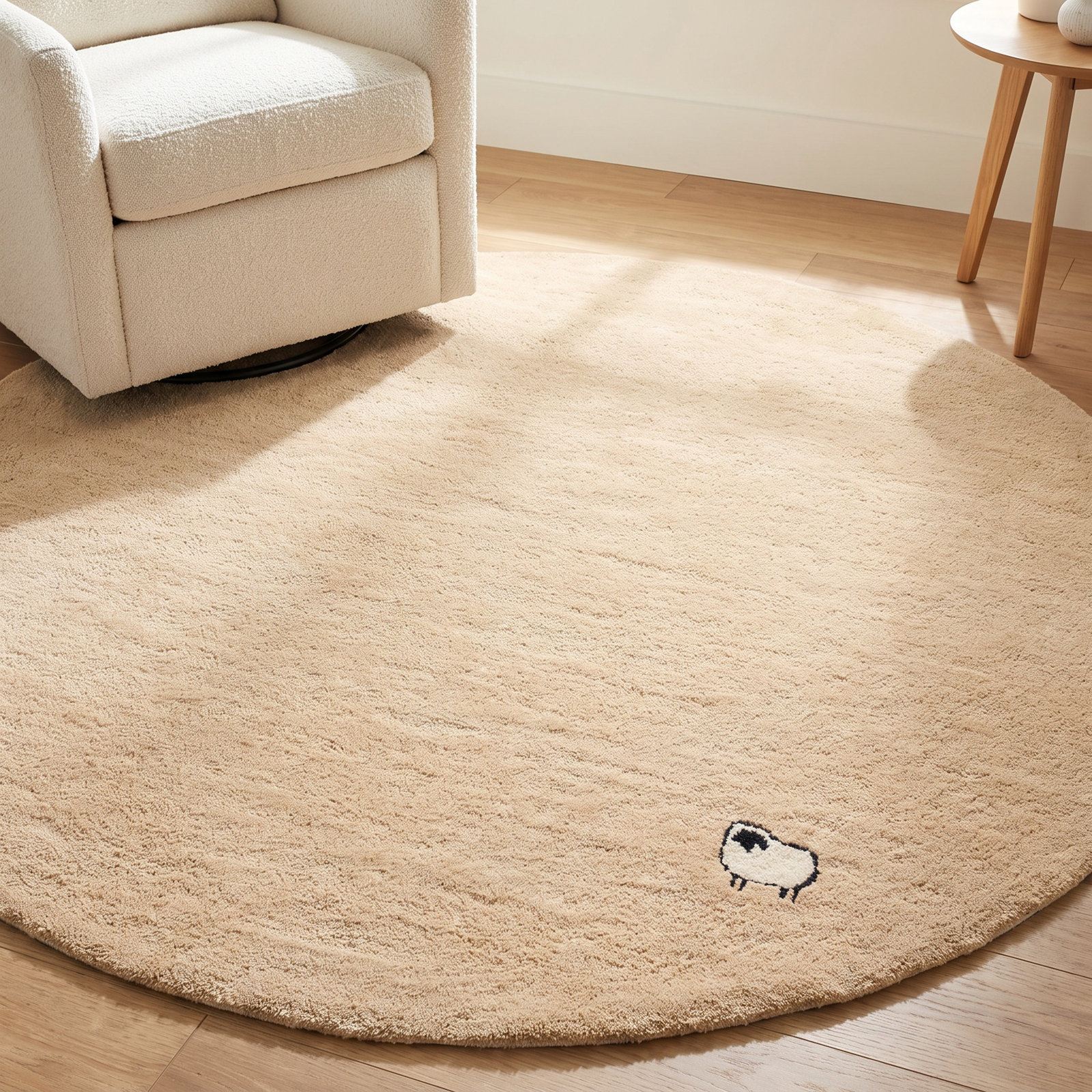 Lonzo Beige Hand-Woven Rug, Round 6'