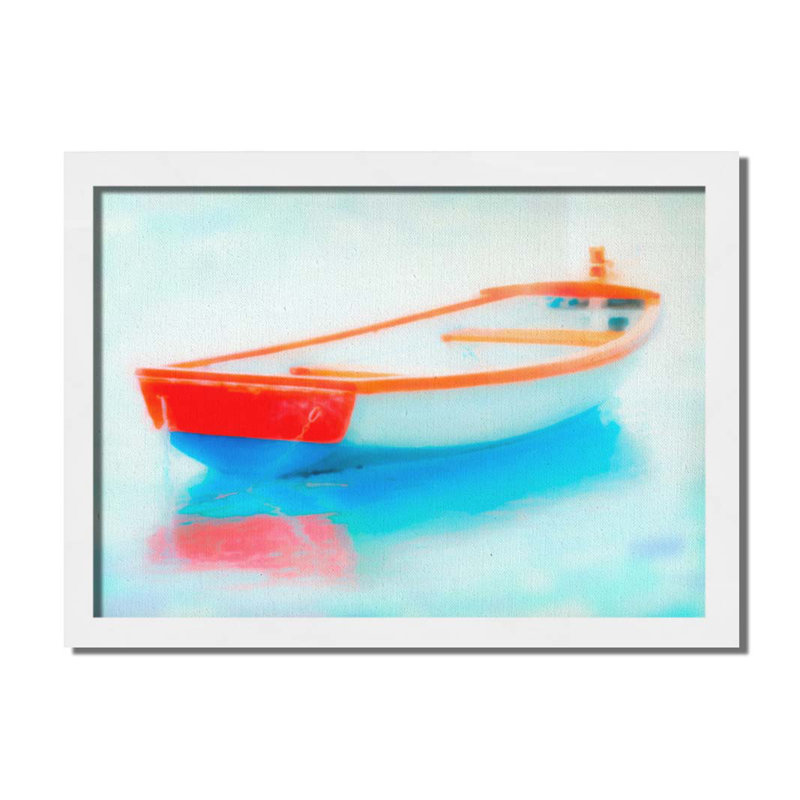 Rouge, blanc et bleu à la dérive par Hal Halli. Impression sur papier - Montée et encadrée, H 40 po x l 52 po