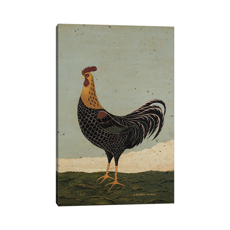 Coq faisant face à l'Ouest - reproduction d'art murale encadrée, H 48 po x l 32 po, Toile tendue, Ne s’applique pas