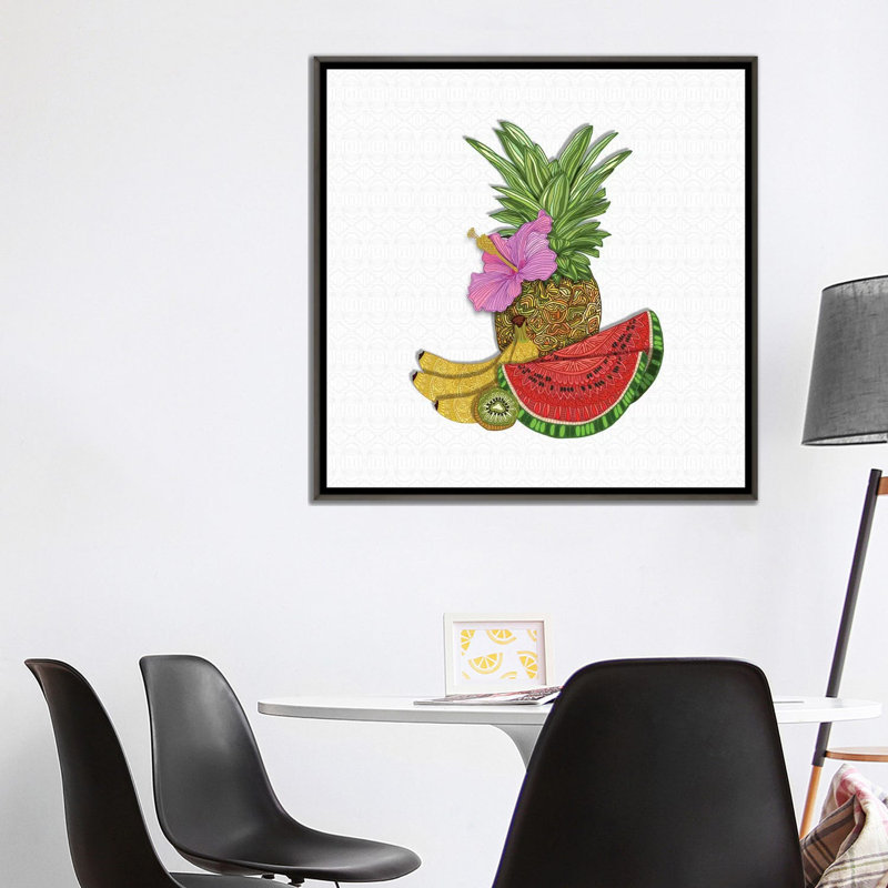 «Fruit Salad» par Angelika Parker, impression, Aucun mat, H 37 po x l 37 po x P 1,5 po, Toile encadrée de bois rustique foncé