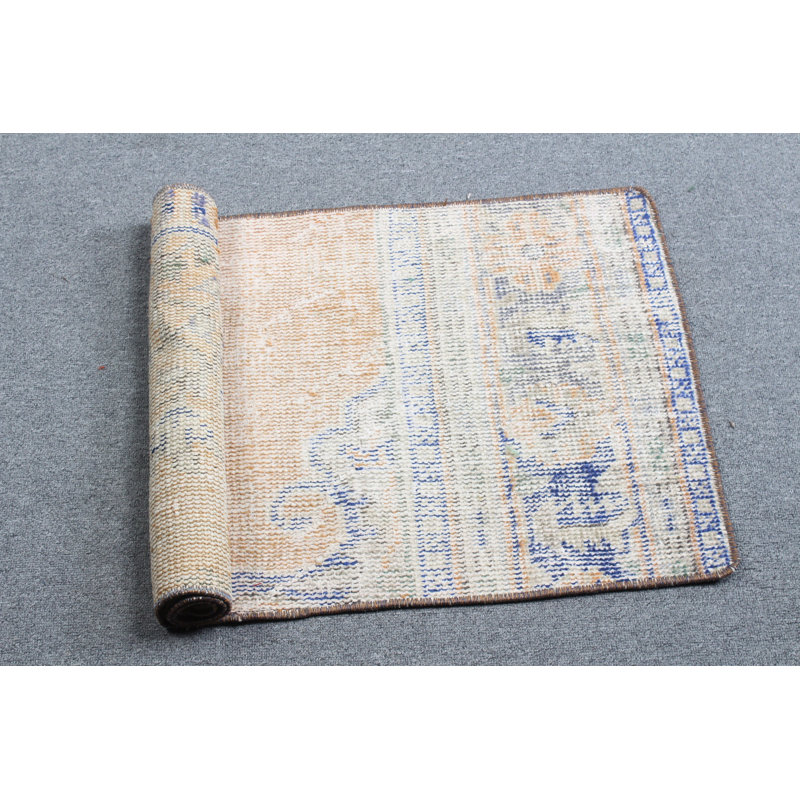Vintage Anatolian Turkish Oushak Rug in Faded Orange for Kitchen or Home Decor