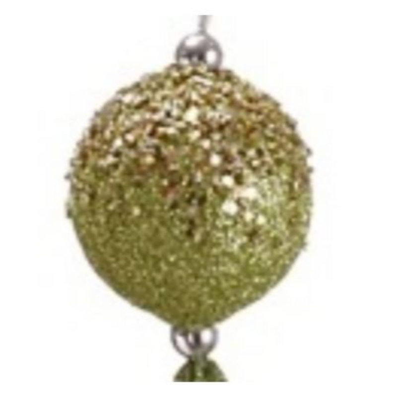 Ornement boule de Noël avec pampilles scintillantes, Vert