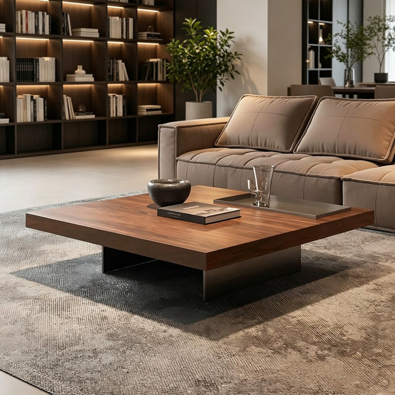 Walnut Manufactured Wood Square Coffee Table