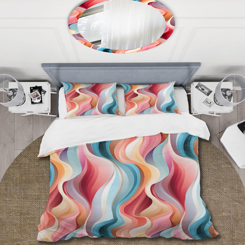 Modern Whispers - Ensemble de housse de couette rayé - Microfibre de polyester