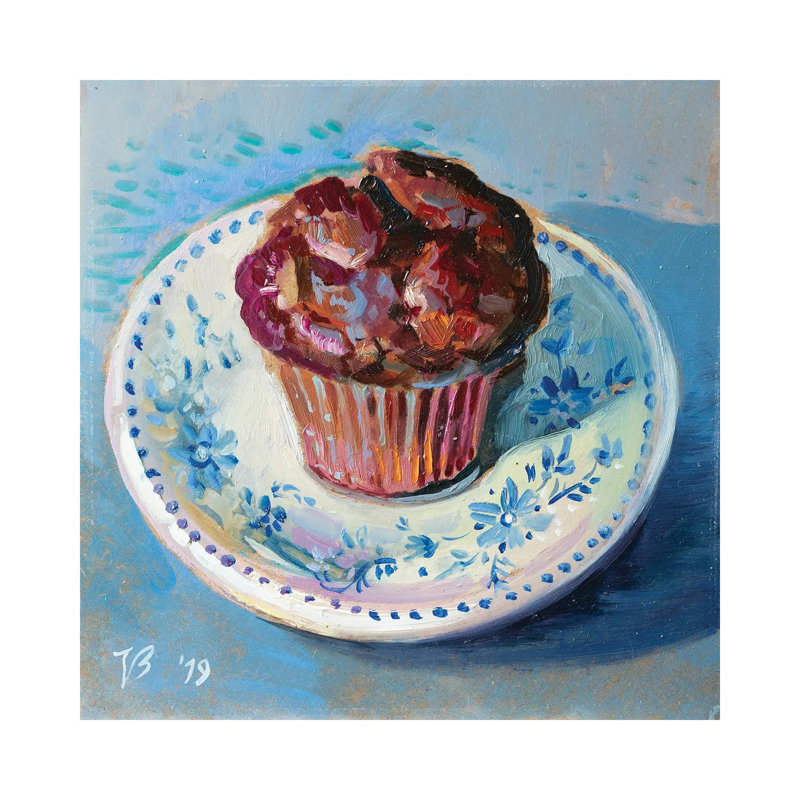 Chocolate Muffin by Katharina Valeeva - Wrapped Canvas Painting, 30.48 cm H x 30.48 cm W