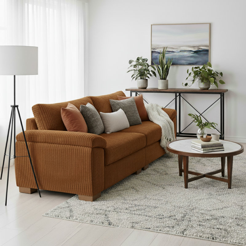 3 Seater Corduroy Sofa, Beige