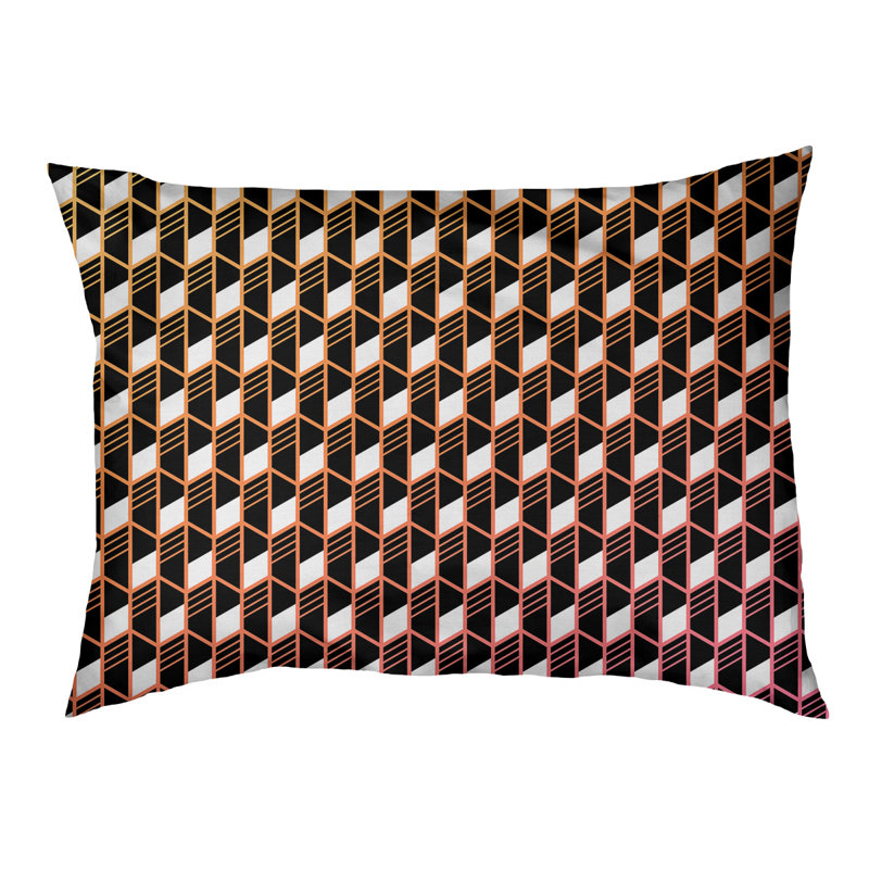 Coussin de concepteur pour chat à rayures géométriques Byrge, Petit - L 29,5 po x l 19,5 po, Coucher de soleil