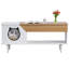 Table basse rustique en bois de 114 cm (45 pouces) adaptée aux chats, avec compartiment caché pour la litière, tiroir de rangement et porte d'entrée en forme de tête de chat, mobilier blanc pour animaux de compagnie dans le salon