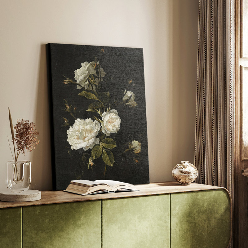 Impression florale rétro «I» sur mesure, galerie Cavas, H 18 po x l 12 po