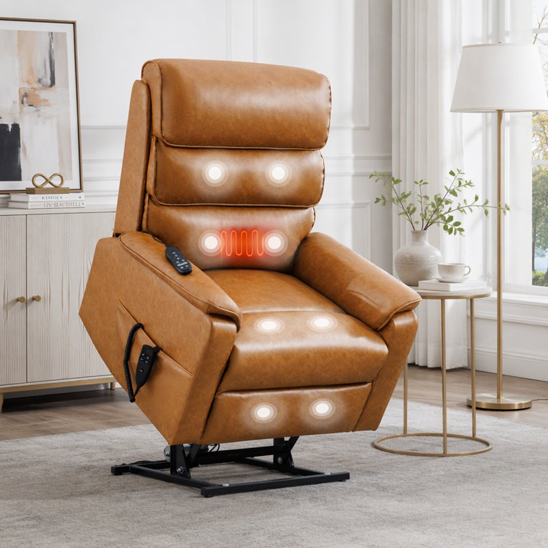 Fauteuil releveur électrique à double moteur avec fonction massage chauffant et positionnement infini pour un confort optimal des personnes âgées