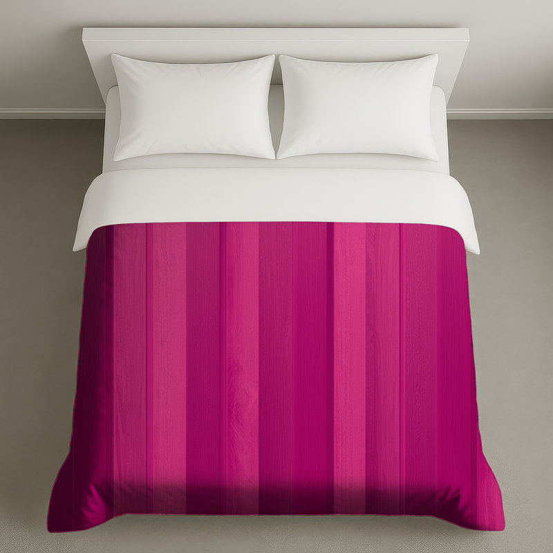 Housses de couette roses à rayures en bois, Très grand lit