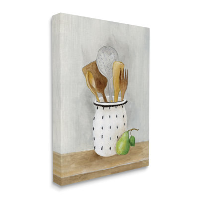Art mural sur toile "Ustensiles de cuisine" par Janet Tava