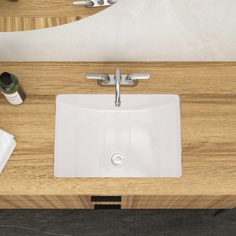 Lavabo de salle de bain encastré en céramique blanche avec trop-plein - Teinture, pour le bureau et différentes utilisations
