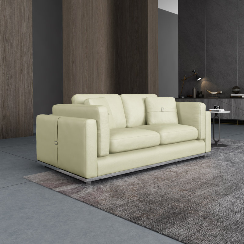 Picasso Loveseat, White Genuine Leather