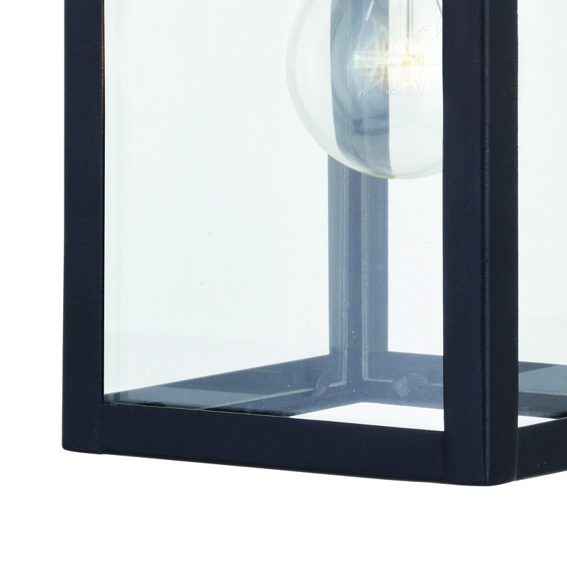 Jazline Outdoor Wall Lantern with Dusk to Dawn, 12.25" H x 5" W x 6.5" D, Black