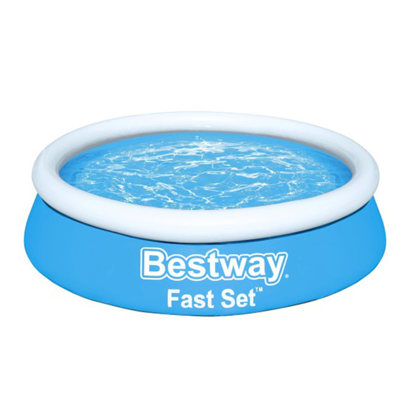 Bestway Fast Set Round Inflatable Outdoor Above Ground Swimming Pool Set, 6' x 20", Blue