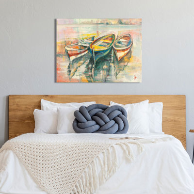 3LR6262 Boats At The Mooring by Luigi Florio - Wrapped Canvas Painting