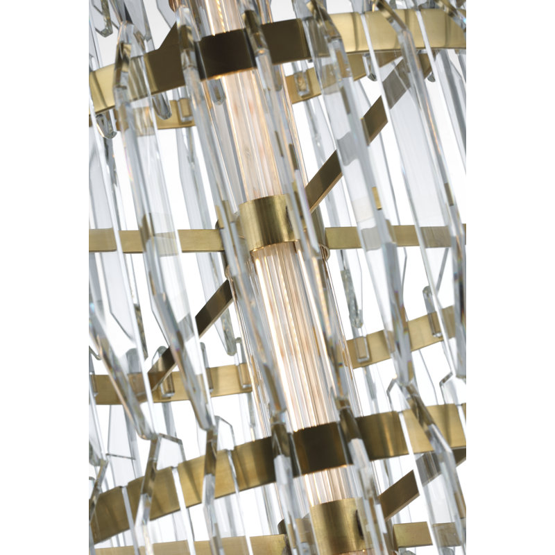 Waterford Killarney 19" Layered Entry Chandelier with Clear Crystal, Natural Brass