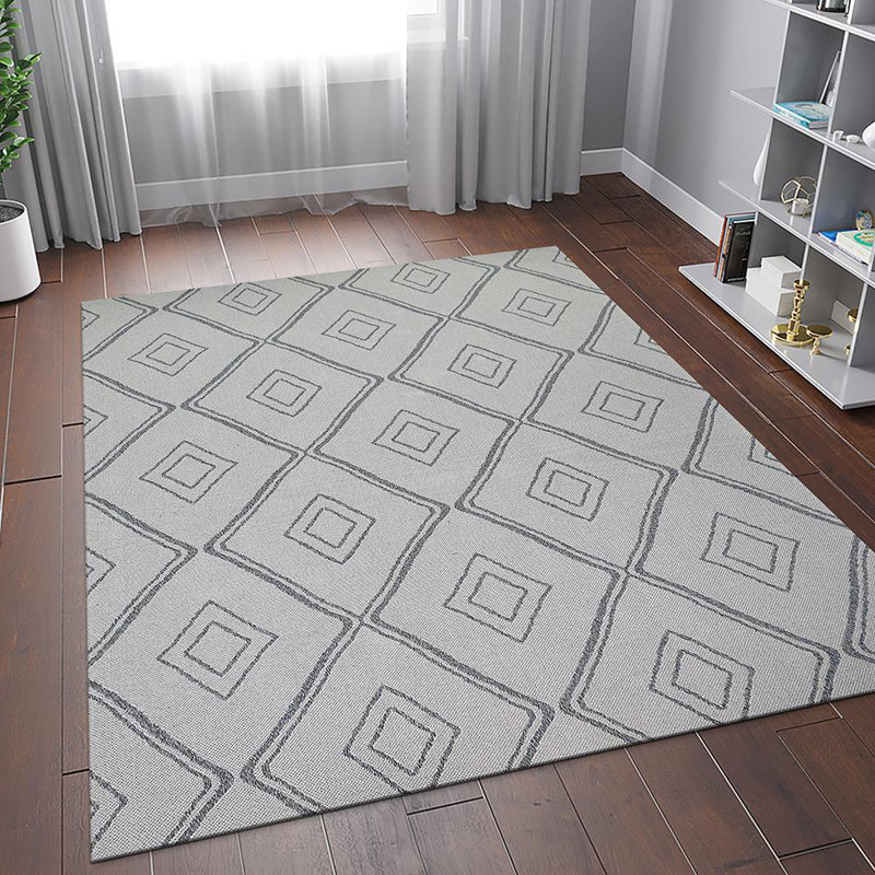 Crumpton Geometric Cotton Area Rug, Rectangle 192 x 290cm