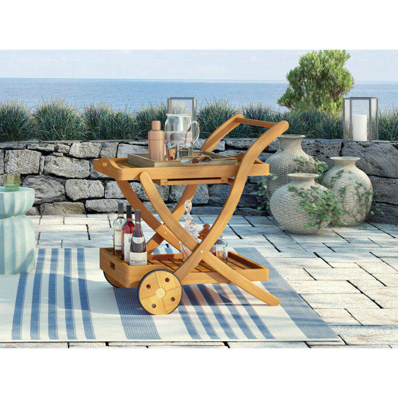 Afrin Dakota Fields Bar Cart with Solid Wood Outer Material