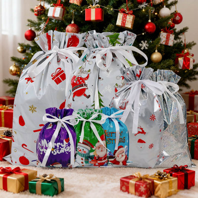  Christmas Drawstring Gift Bag Set