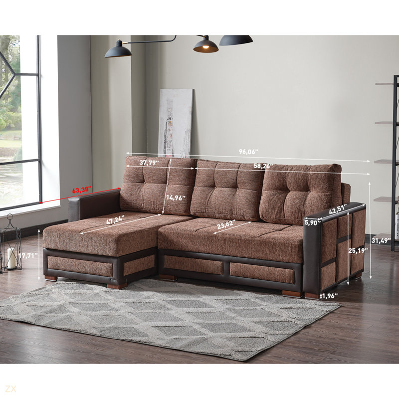 Canapé modulaire rembourré avec rangement Urbanedge, Chenille brun