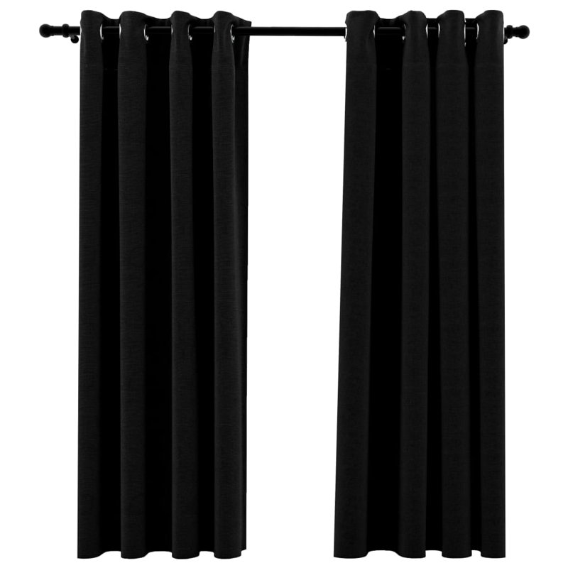 Chaarvi Blackout Curtain Pair, Black, 140cm Width x 175cm Drop