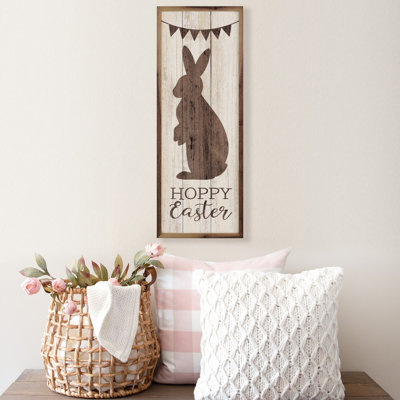 Bannière Hoppy, lapin de Pâques, blanc délavé