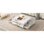 Table basse moderne carrée texturée en marbre avec 4 tiroirs et base suspendue, blanc, 43,3 po