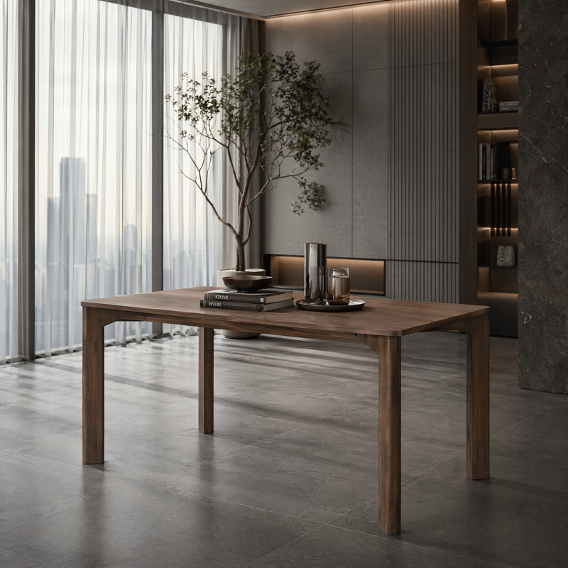 Avanti Rectangular Solid Wood Dining Table, Walnut