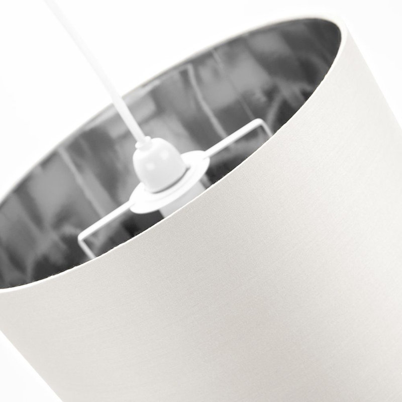 Contemporary Cotton Lamp/Light Shade with Shiny Paper Inner, 20cm H x 30cm W x  30cm D, White