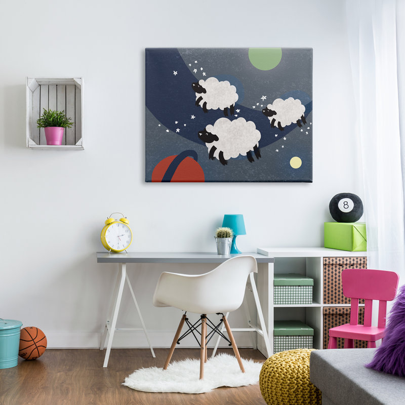Moutons dans l'espace, Toile tendue, L 36 po x H 48 po