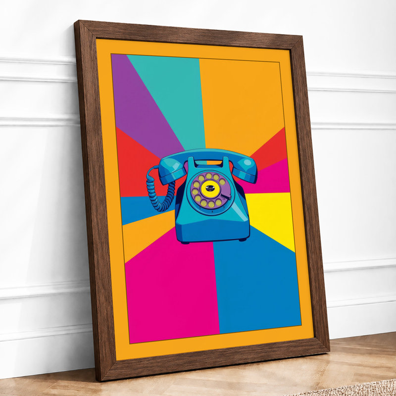Telephone Pop Art - Framed Print, Walnut, A4 - 29.7 x 21.0 cm