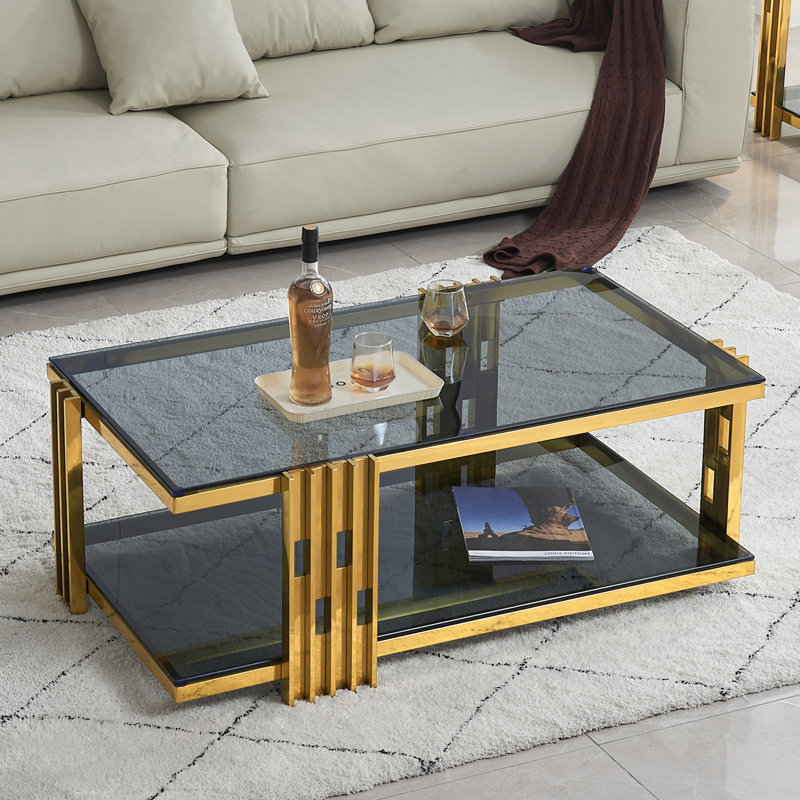 Table basse simple avec plateau en verre, Noir