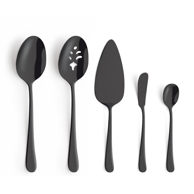 Antajuan 5 Piece Stainless Steel Hostess Set, Black