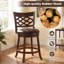 Ensemble de 2 tabourets de bar 26 po à hauteur de comptoir avec structure en bois d'hévéa, assise rembourrée-128949384-128949385