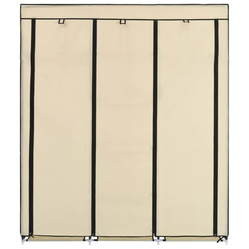 3 Door Fabric Wardrobe, Cream