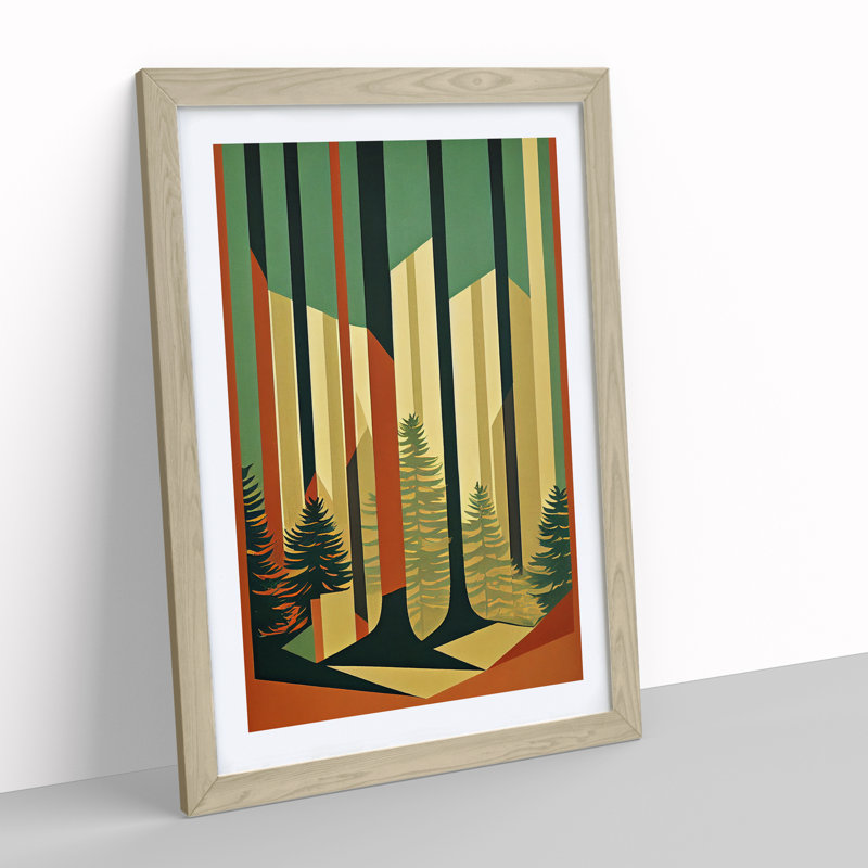 Forest Deco No.1 - Single Picture Frame Painting, 64cm H x 46cm W x 2cm D, Oak