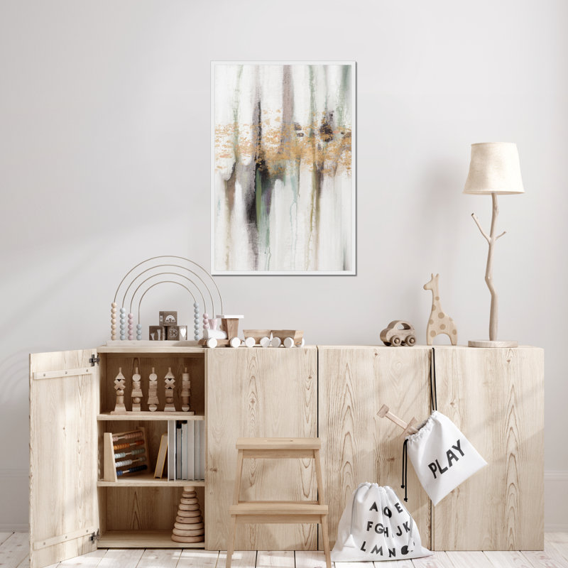 Falling Gold Leaf I by Studio W - Painting, 95cm H x 65cm W, White Framed Paper Print