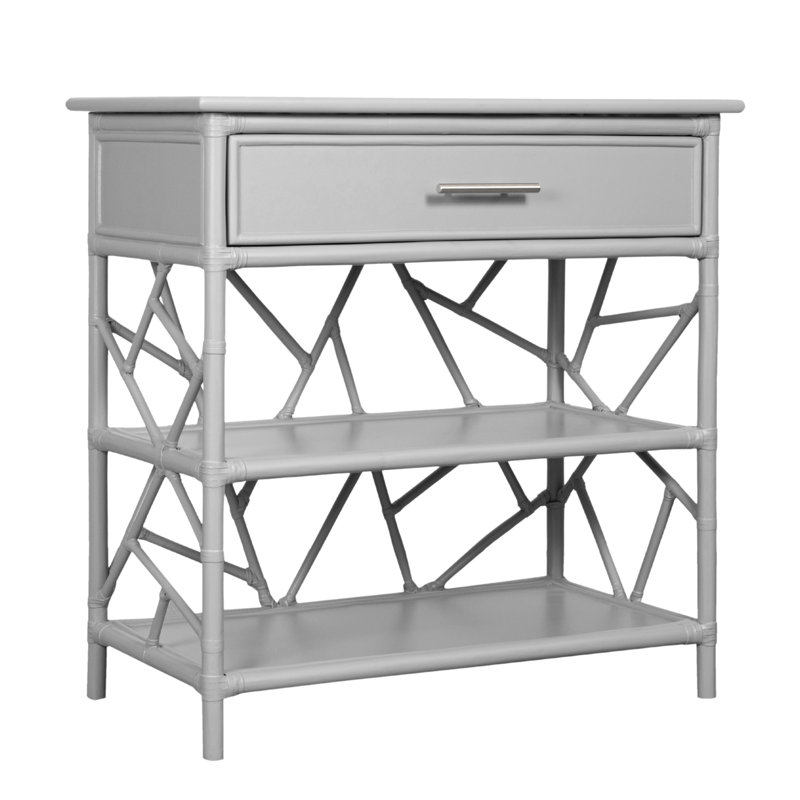 End Table with Storage, Light Gray