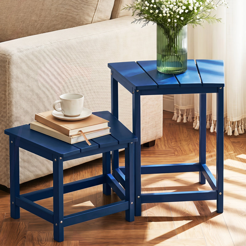 Tables d'appoint 21,4 po en PEHD pour l'extérieur - table de patio et table de bout Adirondack à 2 niveaux, Blue